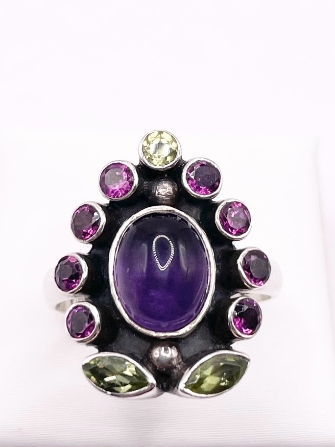 Size 10 Nicky Butler Sterling Silver Amethyst Garnet Cluster Ring 110$